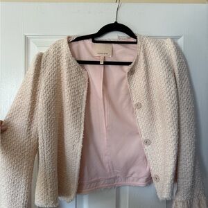 Rebecca Taylor light Pink/ White Tweed blazer coat